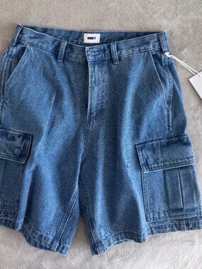 OBEY BIGWIG BAGGY DENIM CARGO SHORTS